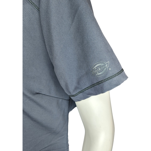 Dickies Women's Medium Short Sleeve Scrub Top Dark Gray Pockets, Round Neckline - Picture 12 of 14
